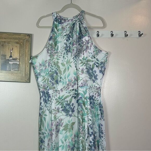 R&K Green and Purple Floral High Low Dress - Picture 2 of 6